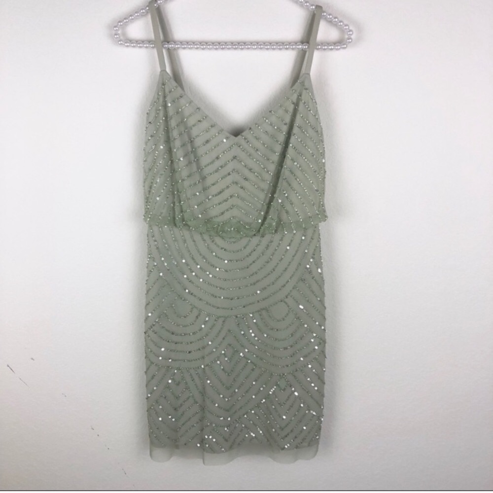 Adrianna Papell Blouson Beaded Dress